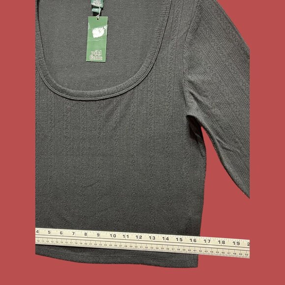 Wild Fable - Women's Ribbed Long Sleeve Scoopneck T-Shirt - Black - Extra Large - Picture 4 of 13